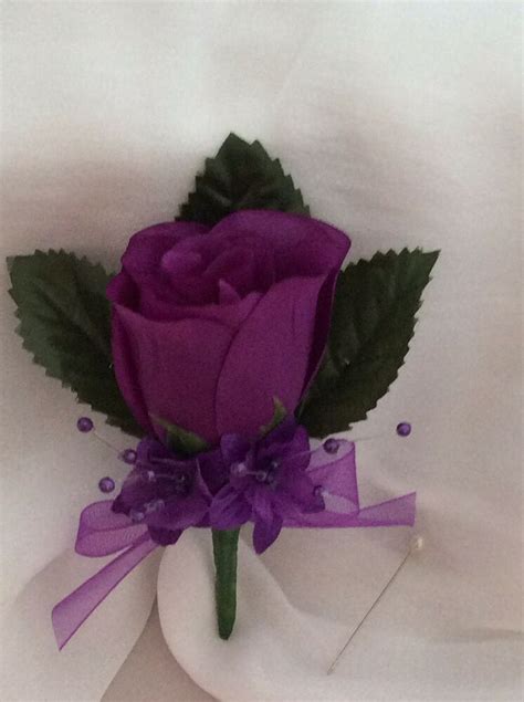 prom corsage and boutonniere corsage prom purple silk cadbury single flower silk roses