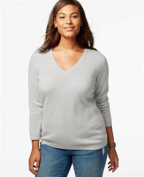 Charter Club Plus Size Cashmere V Neck Sweater In Colors Only At Macy S Sweaters Plus