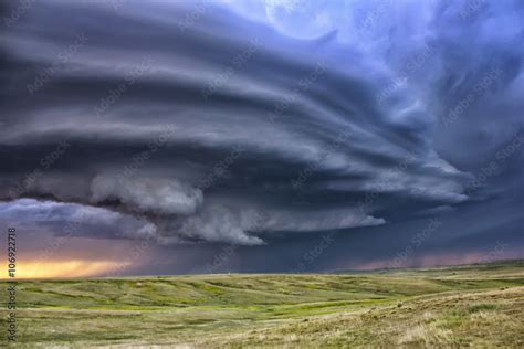 Anticyclonic Supercell Thunderstorm Over Plains Colorado Usa Stock