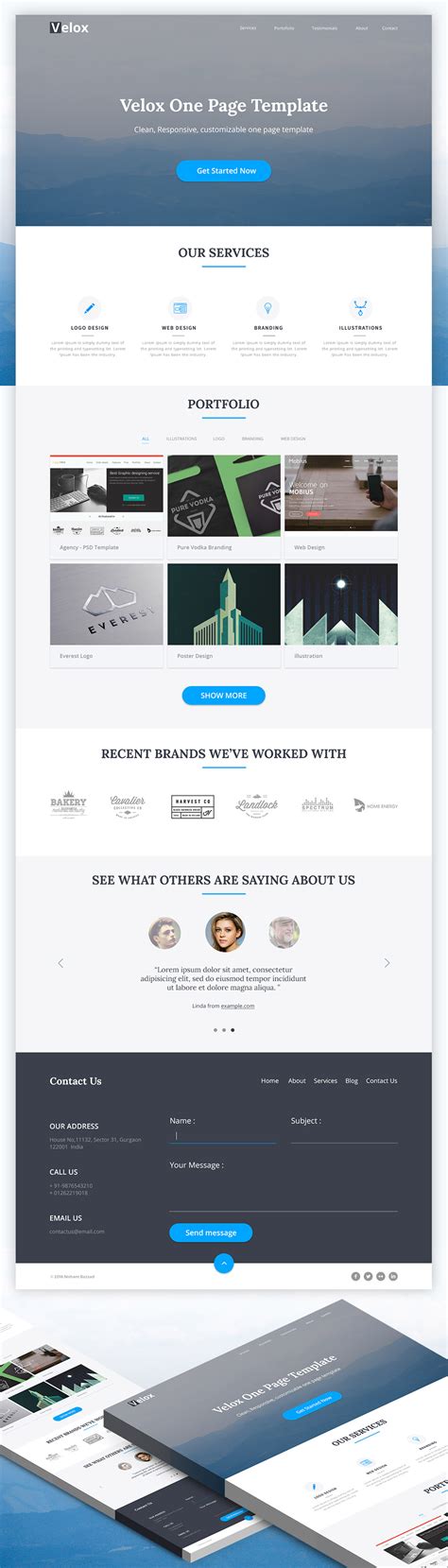 Simple One Page Responsive Html Template Free Download Best Design Idea