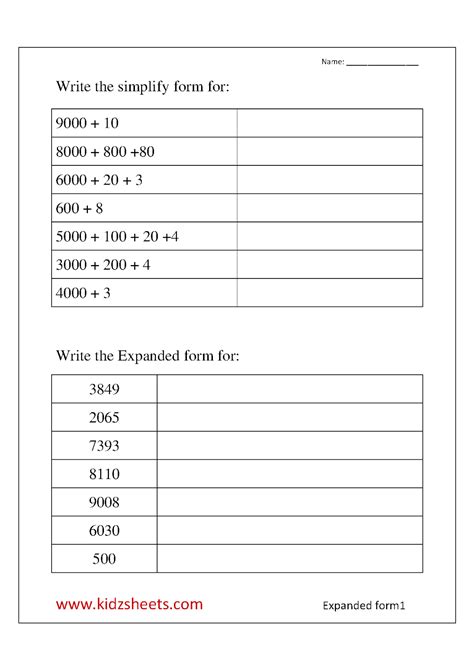 Standard And Expanded Form Worksheets