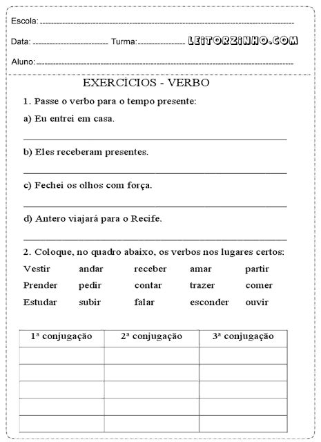 Atividade Sobre Verbo 4 Ano Edulearn Images And Photos Finder