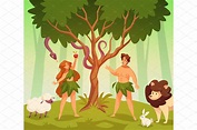 Adam and eve. Bible story scene | Animal Illustrations ~ Creative Market