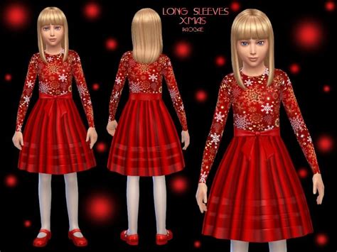 A Nice And Sweet Dress With Long Sleeves Christmas Pattern And Ribbon
