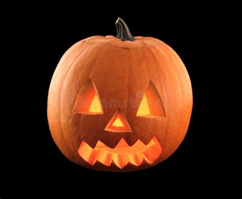 Halloween Pumpkin With Scary Face Isolated Black Background Stock