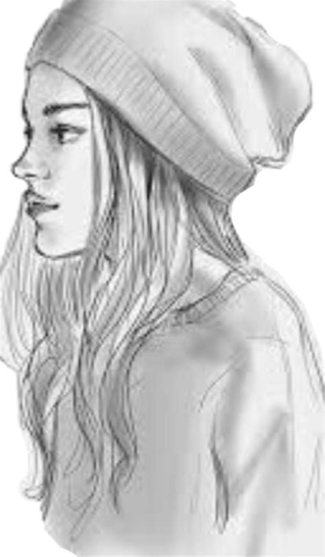 Girl Beanie Drawing Cute Freetoedit Girl Beanie Drawings Drawing People