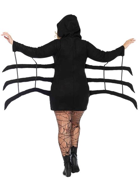Womens Plus Size Cozy Fleece Black Widow Warm Spider Halloween Costume
