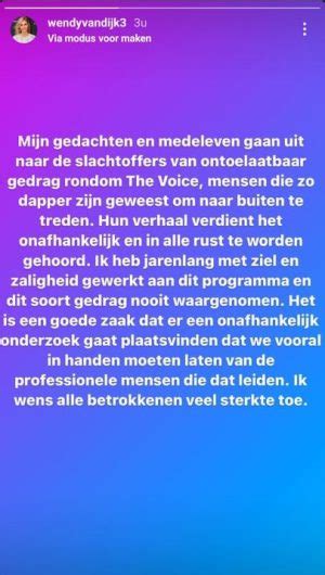 Wendy Van Dijk Over The Voice Dit Soort Gedrag Nooit Waargenomen