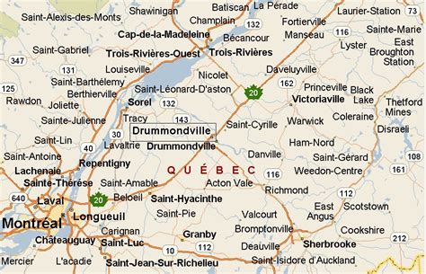 City , s que., canada, on the st. Drummondville, Quebec Area Map & More
