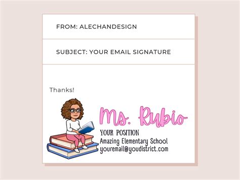 Bitmoji Teacher Email Signature Etsy
