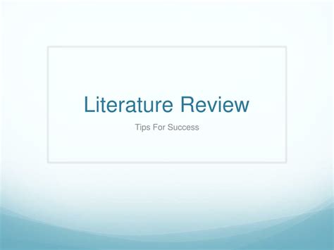 Ppt Literature Review Powerpoint Presentation Free Download Id3480742