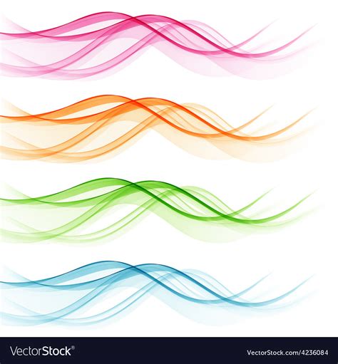 Set Of Abstract Color Wavy Lines Royalty Free Vector Image