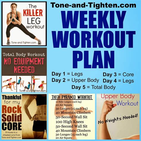 Weekly Workout Plan Body Shred From Toe To Head