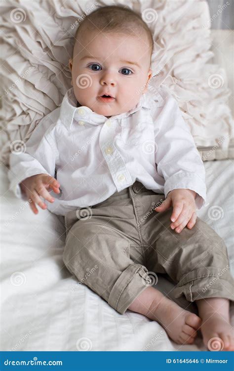 Cute Baby Boy With Big Blue Eyes Stock Photo Image Of Innocence