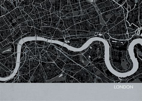 London City Street Map Print Charcoal City Street Maps