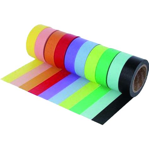 10 rouleaux masking tape 15mmx15m coloris assortis k753217 frimaudeau btoc