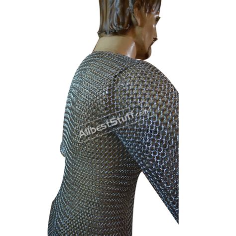 Steel Butted Chain Mail Hauberk Xxl Long Chest 52 Ring Type 16 Gauge 10 Mm