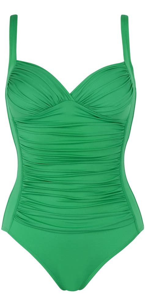 cute emerald green swimsuit that will look good on everyone this sculpts your tummy with