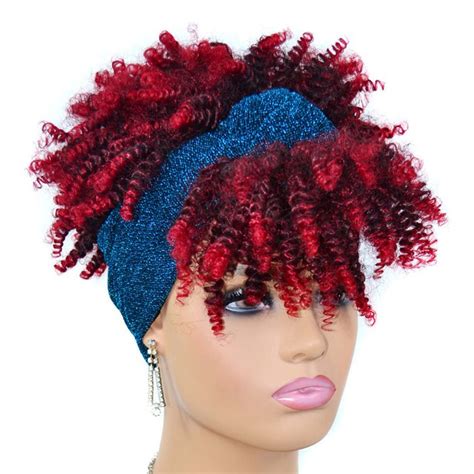 Afro Curly Headwrap Wigs 2 In 1 For Womenhigh Puff Headband Etsy