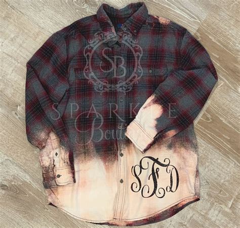 Flannel Shirt Distressed and Bleached Personalized with your MONOGRAM | Flannel shirt, Flannel ...