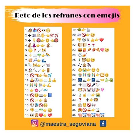 Maestra Segoviana Reto De Los Refranes Con Emojis Resuelto