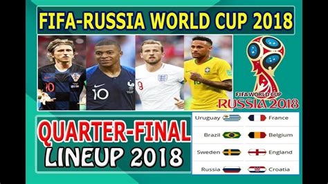 The 32 teams are all set to compete against each other in russia and out of these ones will be crowned champion of july 15. Quarter-Final Lineup Fifa-Russia World Cup 2018 | Knockout ...