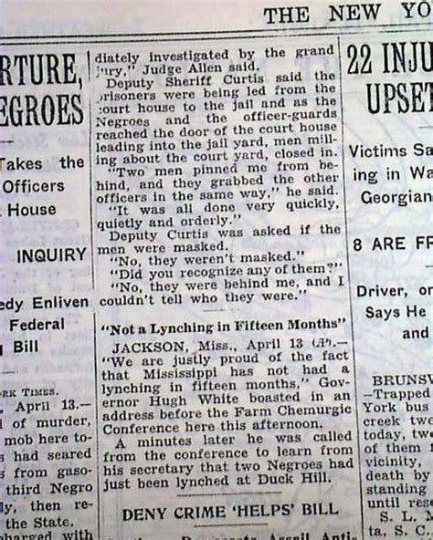 Duck Hill Ms Mississippi Negroes Lynchings Bootjack Mcdaniels 1937 Old Newspaper Ebay