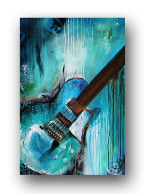 Gitarre Gemälde Abstrakte Malerei Große Original Etsy