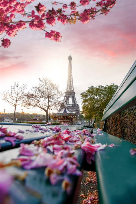 Eiffel Tower During Spring Time In Paris France Stock Image Image Of