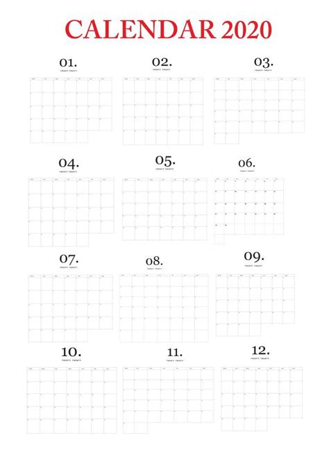 Modern Minimal 2020 Printable Calendar Free Printable Calendar