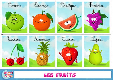 Apprendre les fruits, Apprendre l'anglais, Les fruits en français