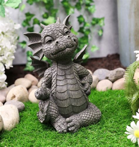 Keep Off Rude Baby Dragon Sitting Statue 10h Fairy Garden Decor