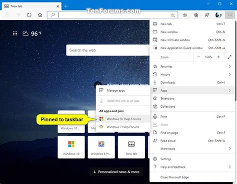 How To Pin Sites To Taskbar In Microsoft Edge Chromium Tutorials