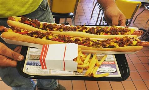 In Connecticut Doogies Giant Hot Dogs Barely Fit On The Table
