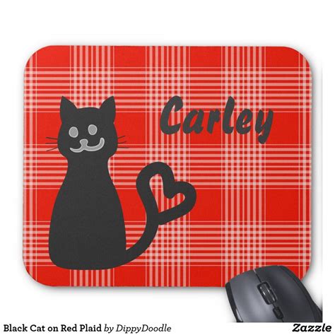 ✓free returns ✓100% satisfaction guarantee whether you're surfing the web or crunching some numbers, a cafepress personalized mouse pad brings a fun & unique touch to your home or. Black Cat on Red Plaid Mouse Pad (With images) | Black cat ...