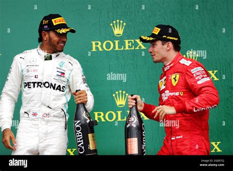 Mercedes Amg F1 Celebrates On Podium Charles Leclerc Hi Res Stock