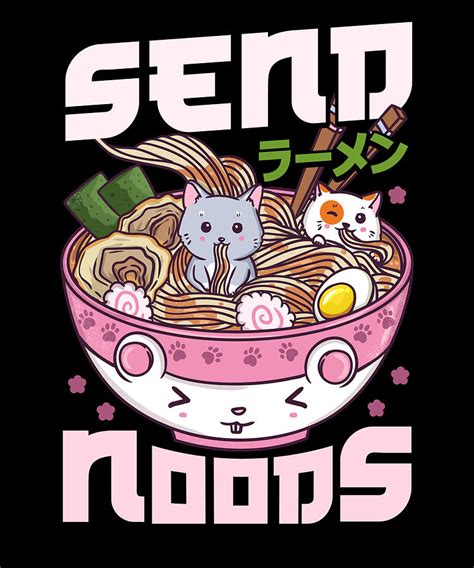 Send Noods Japanese Neko Ramen Cat Tshirt Digital Art By Bi Nutz Pixels