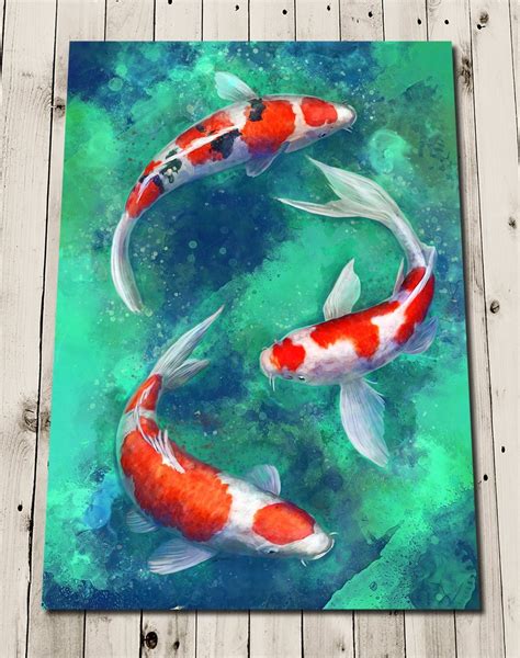 Koi Fish Painting Original Watercolor Art Japanese Koi Painting Art