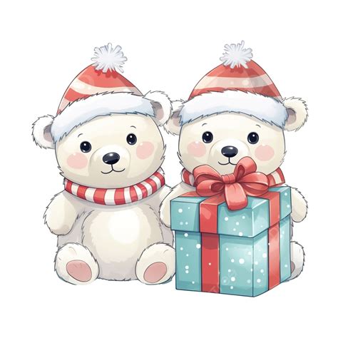 Christmas Cute Polar Bear Ts And Hats Cartoon Illustration Christmas Bear Christmas