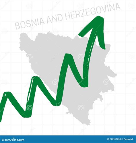 Bosnia And Herzegovina Map With Rising Arrow Showing Economic Growth