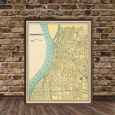 Vintage Map Of Memphis Old Map Fine Print Two Versions Etsy Old Map