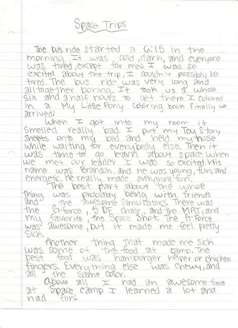 Essay Examples 7th Grade Grade 7 Level 4 Writing Sample