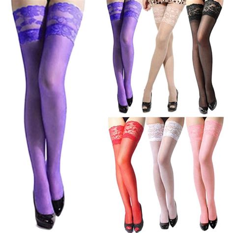 Sexy Women Sheer Lace Stocking Top Thigh High Sexy Lingerie Sexy Girl