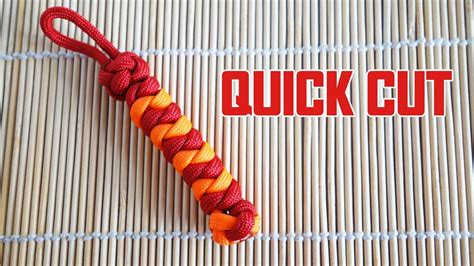 It has a square look and takes a reasonable amount of paracord, which can be used in different ways. How to Tie a Duo Snake Knot Paracord Key Fob Quick Cut Tutorial - YouTube