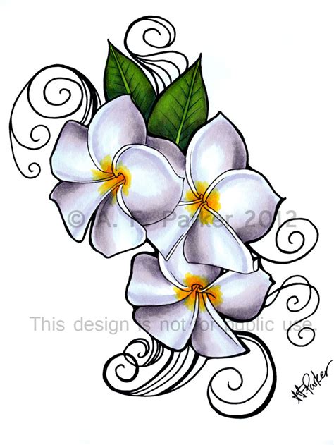 This is a drawing design i did for a tattoo! Plumeria 'Siam Lilac' tattoo design — Weasyl
