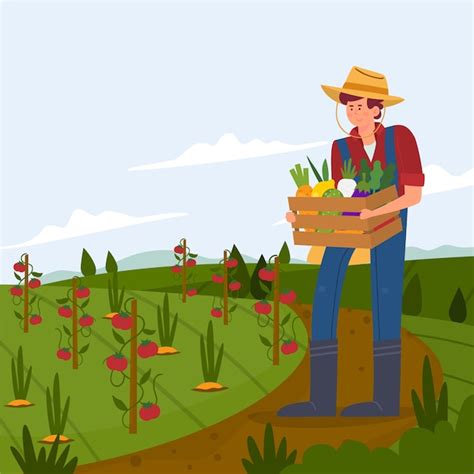 Concepto de agricultura ecológica con agricultor Vector Gratis