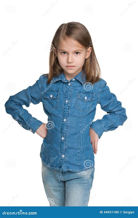 Portrait Of A Serious Little Girl Stock Photo Image Of Stand Young