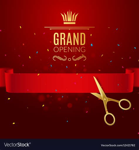 Grand Opening Design Template With Ribbon And Vector Image