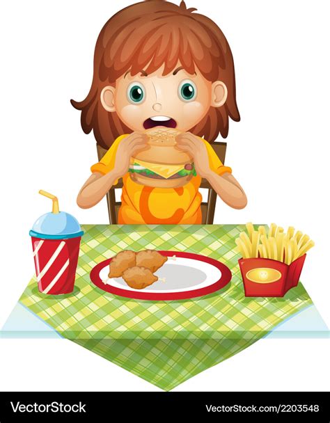 A Hungry Little Girl Eating Royalty Free Vector Image