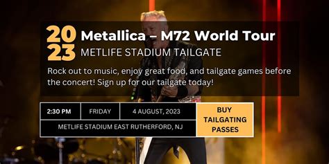 Metallica M72 World Tour Metlife Stadium Tailgate August 4 2023